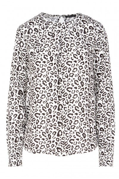 #One more Story Bluse mit Leo-Muster und Raffung