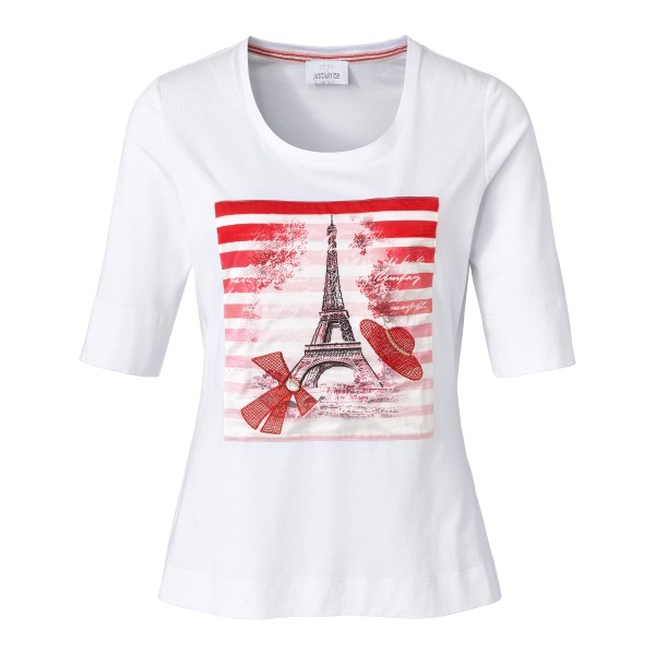 Just White T-Shirt mit Eifel-Turm auf der Front