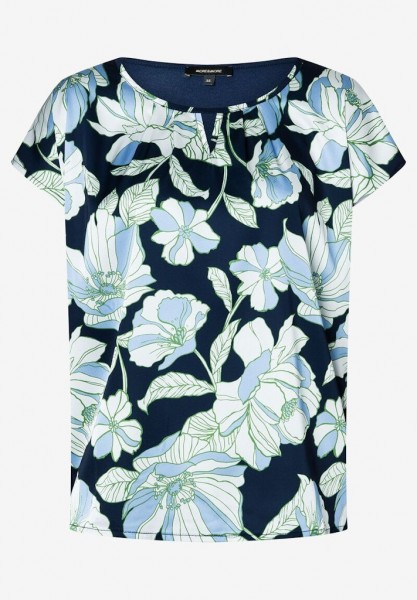 Blusenshirt mit Flowerprint marine/grün/ecru Sommer-Kollektion