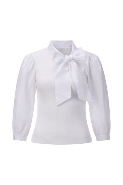 Mat Mix Blouse with Bow