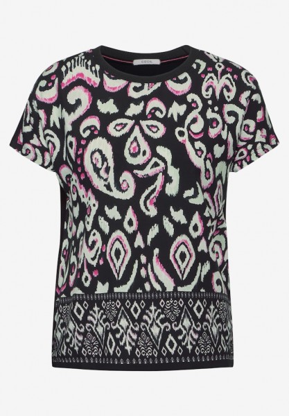 T-Shirt mit Materialmix