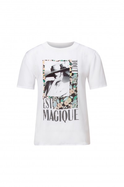 Rich & Royal T-Shirt floralem Front-Print und Glitzer
