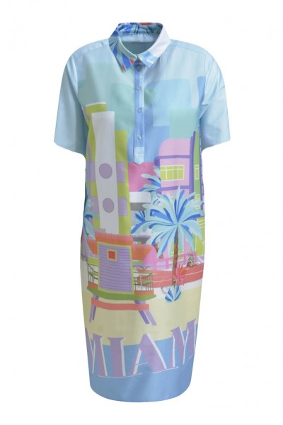 Milano Italy Dress w collar, half placket, 1/2 sleeves w cuffs