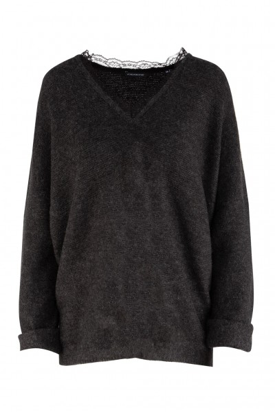 #One more Story Pullover mit Spitzeneinsatz
