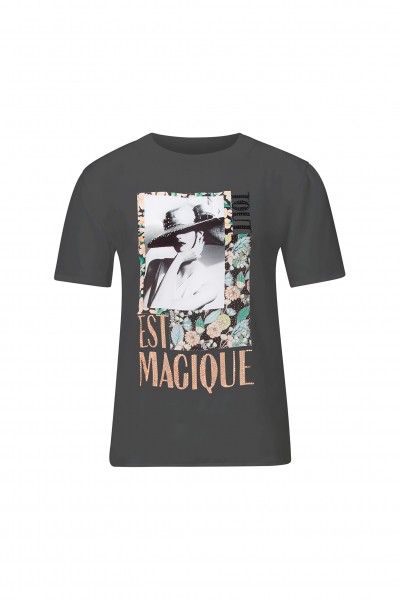 Rich & Royal T-Shirt mit floralem Front-Print und Glitzer
