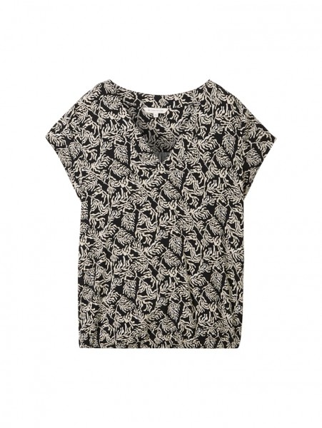 Gemusterte Bluse mit V-Ausschnitt