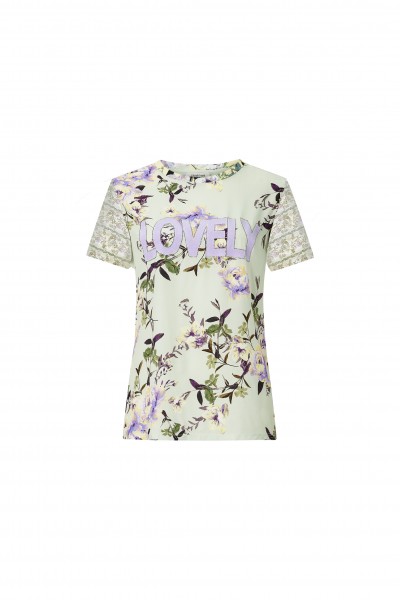 Rich &amp; Royal T-Shirt mit Blumenprint &amp; Schriftzug