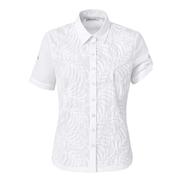 Just White Bluse mit Kurzarm und Struktur