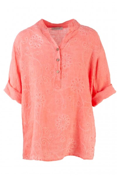 nuuc Leinenbluse mit Blumenstickerei