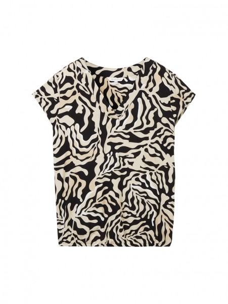 Gemusterte Bluse mit V-Ausschnitt