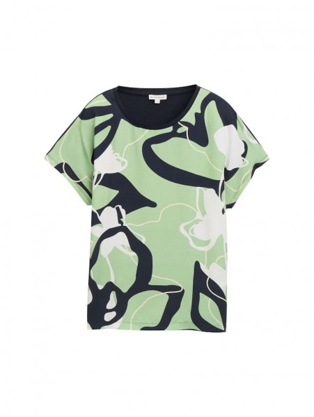 T-Shirt im Material-Mix