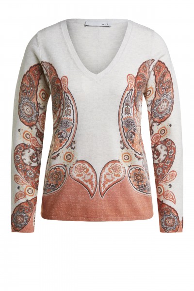 Oui Pullover mit großflächigem Paisley