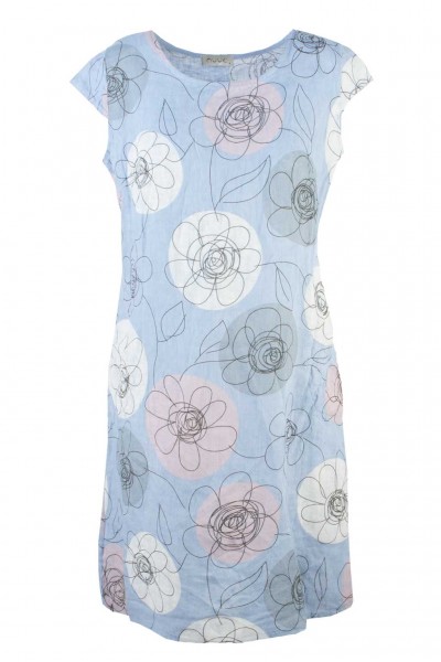 Coll64 Leinenkleid mit Blumenprint
