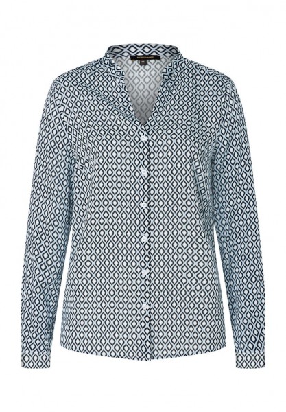Printbluse hellblau/ecru/marine