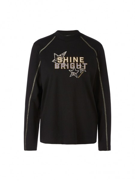 T-Shirt mit Print und Ziernähten