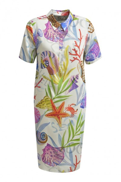 Milano Italy Dress w collar + halfplacket, 1/2 sleeves