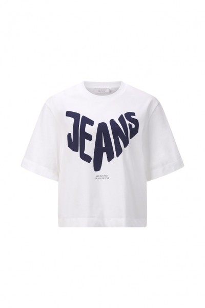 Gentle Fit T-Shirt with Jeans Print
