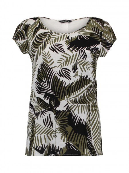 Zabaione T-Shirt Ida mit Palmenblatt-Muster
