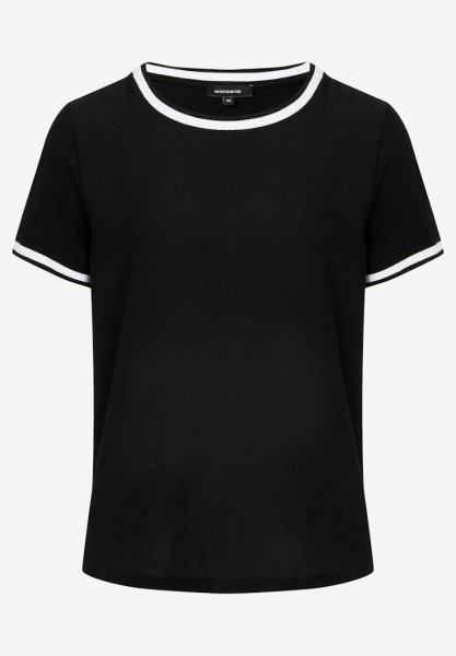 More &amp; More Blusenshirt mit Kontrastabschlüssen schwarz/weiß Frühjahrs-Kollektion