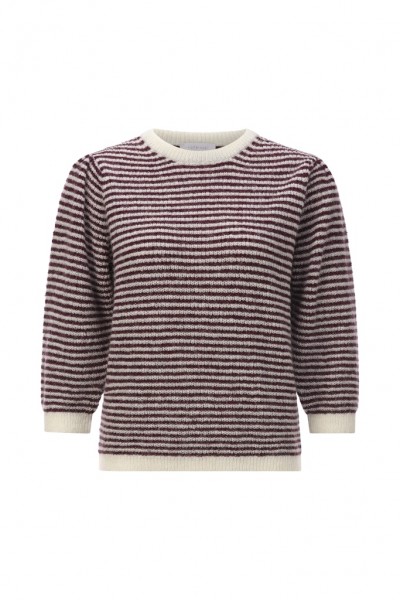 Rich &amp; Royal Striped Crew Puff Sleeves