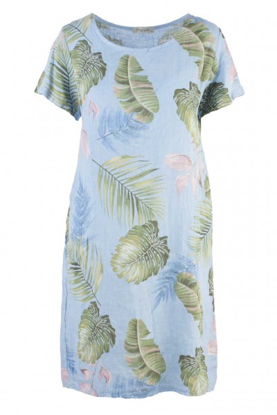 Coll64 Leinenkleid mit Blätterprint