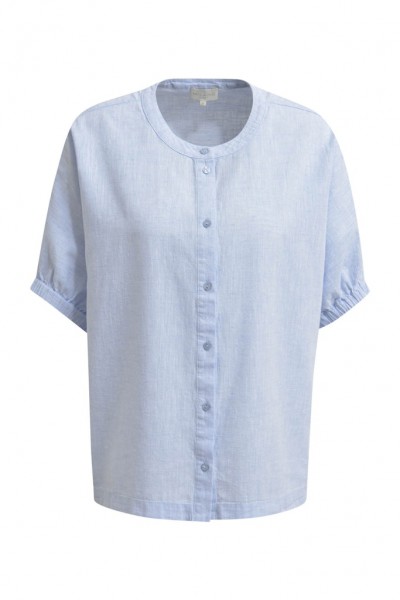 Milano Italy oversized blouse w neckpanel + placket, elastic cuff
