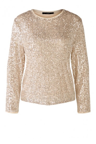 Oui Bluse feine Stretch-Allover Paillette