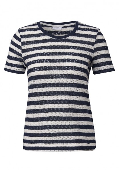 Gestreiftes Ajour T-Shirt