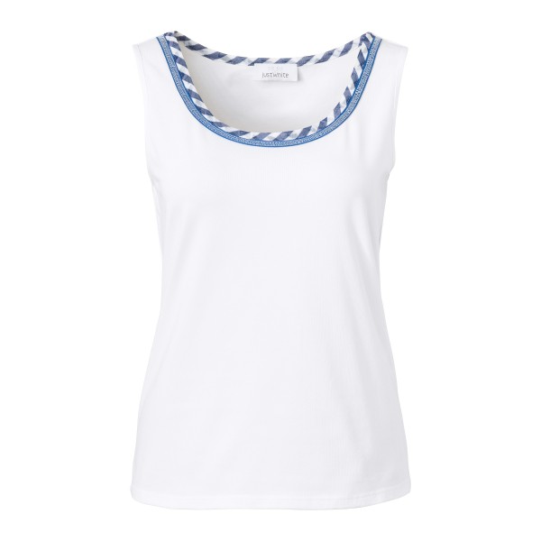 Just White Top mit Schmuckkragen