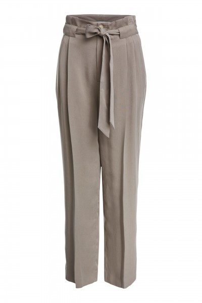 Oui weite Hose mit Paperbag-Bund und Bindegürtel